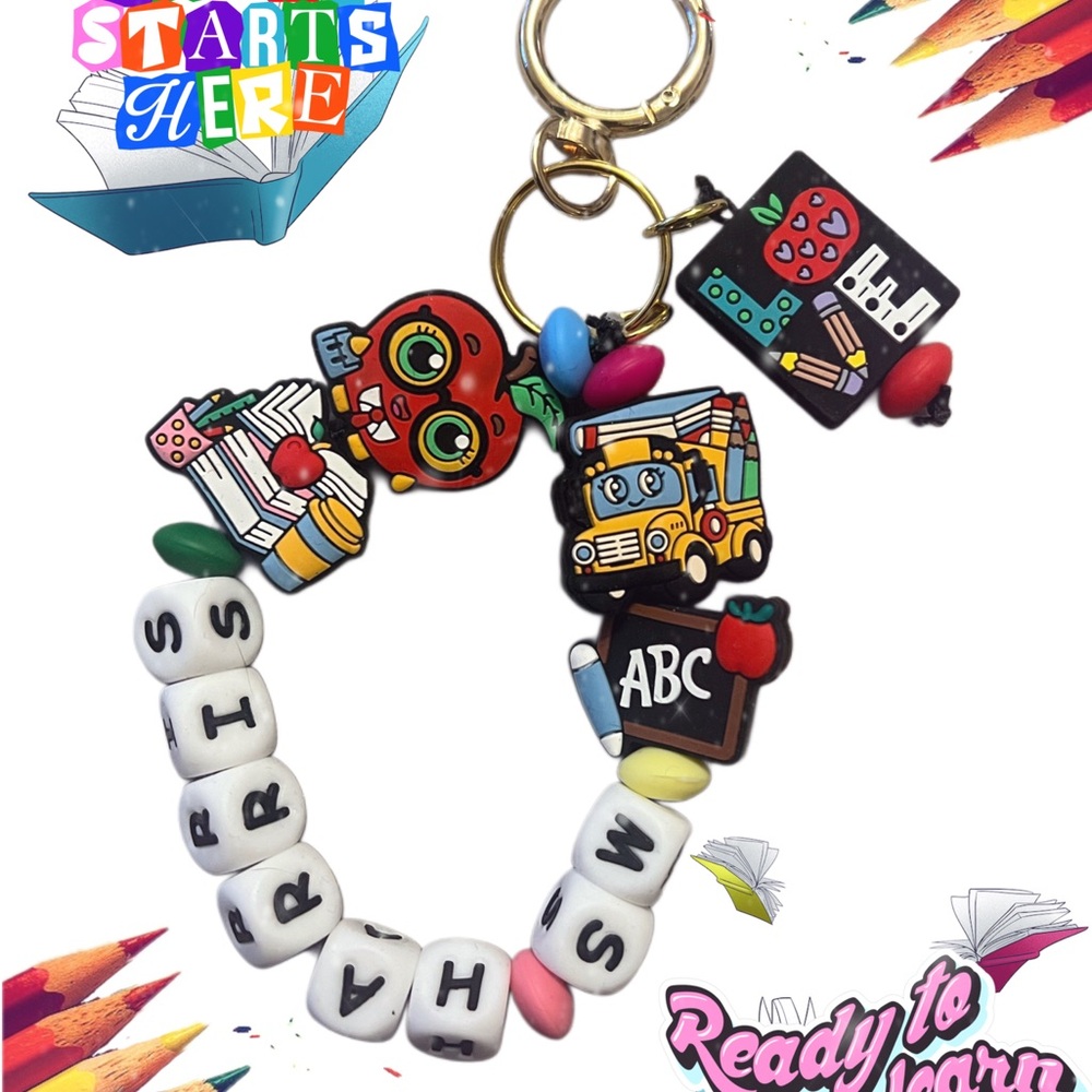 Colorful School-Themed Keychain